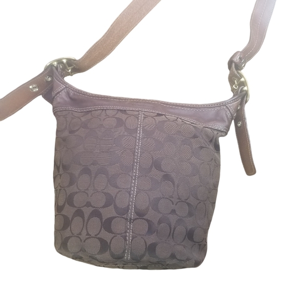 Coach Bleeker signature brown canvas leather bucket bag - Picture 1 of 10
